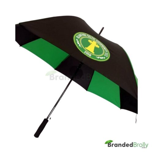 Branded Straight Green And Black Umbrella