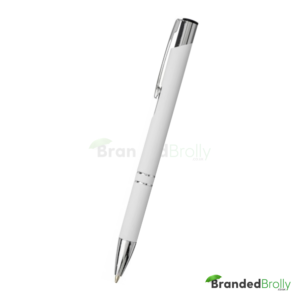 White Metallic Branded Custom Pens