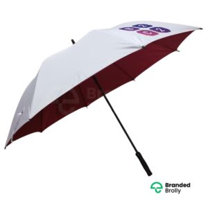 Double Canopy Red And White Branded Umbrella