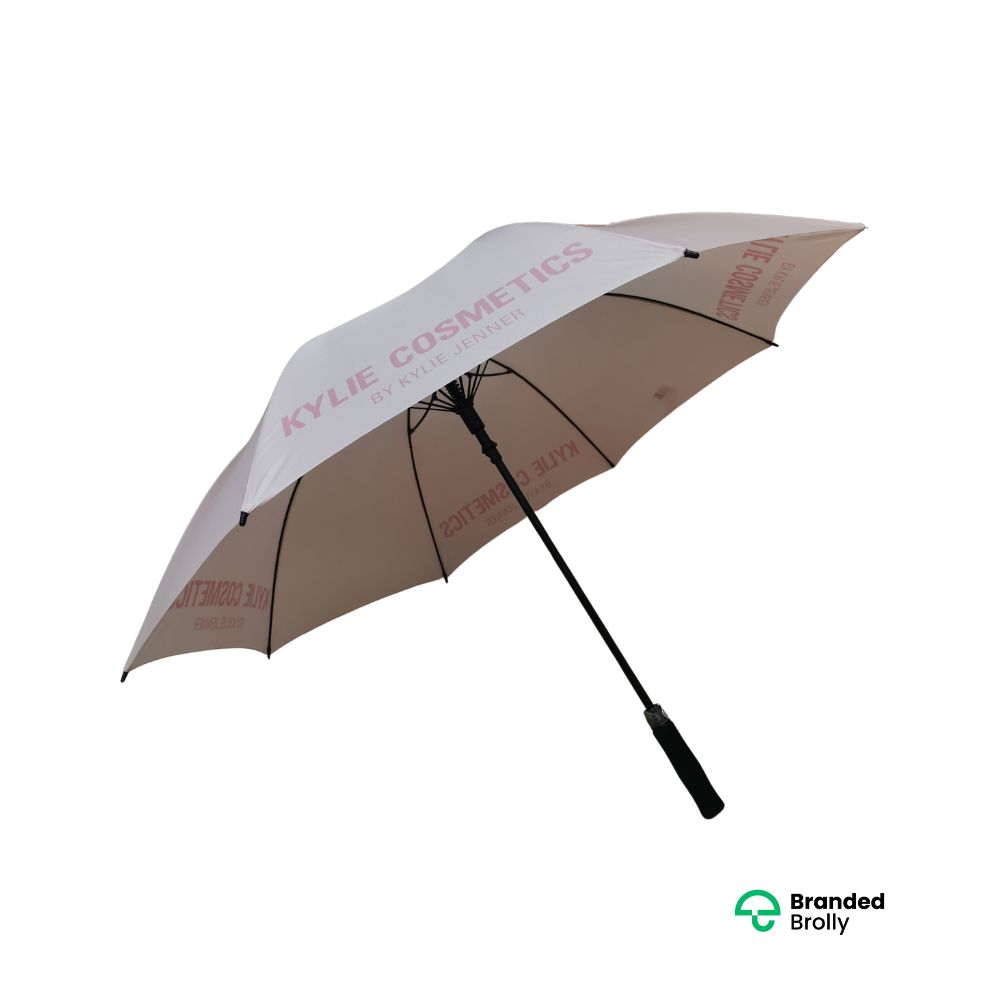 Branded golf umbrella with two-tone canopy design