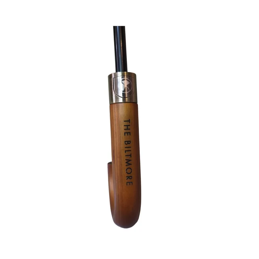 Luxury wooden crook handle and engraved metal trim