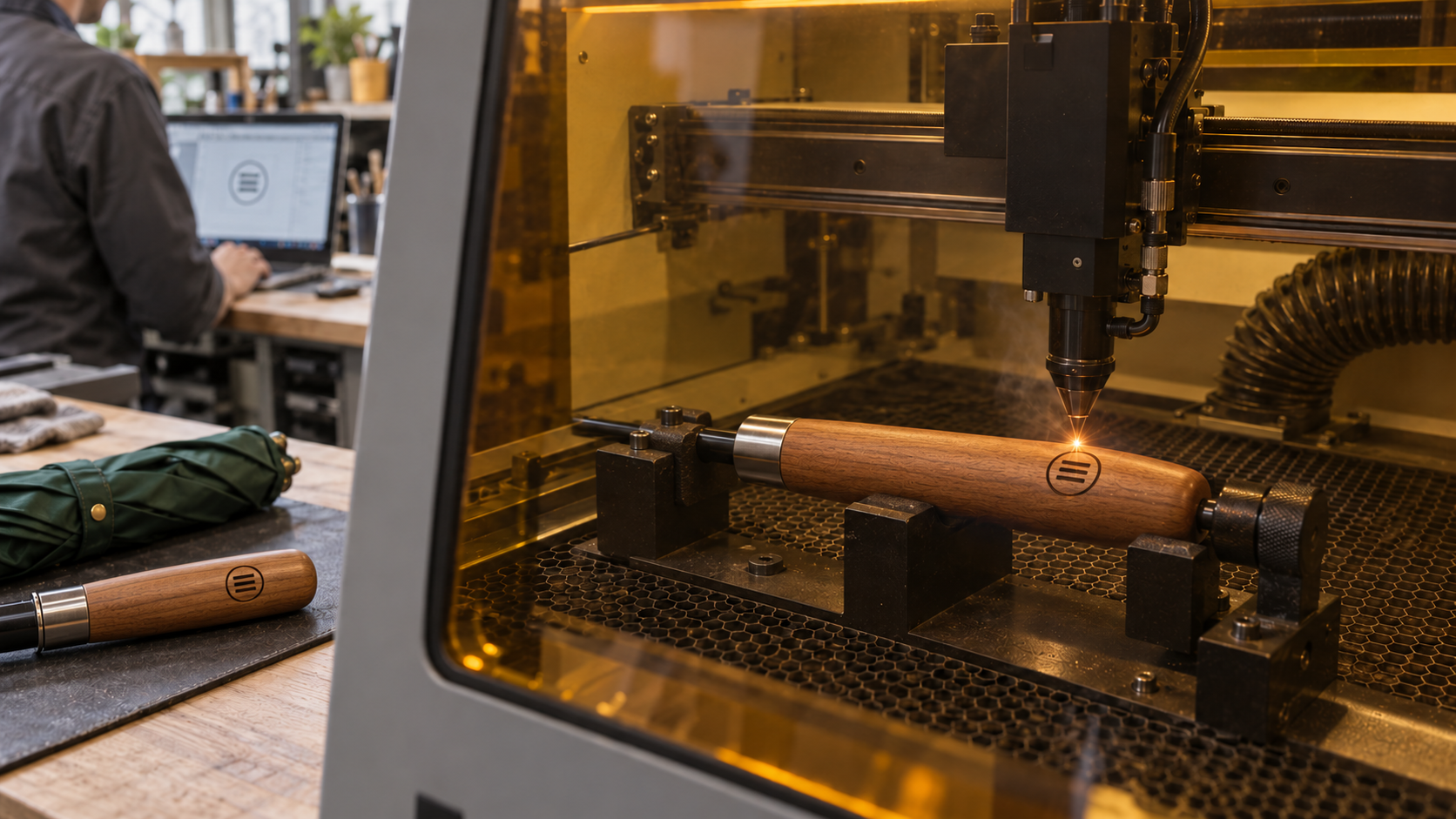 Custom engraved umbrella handle