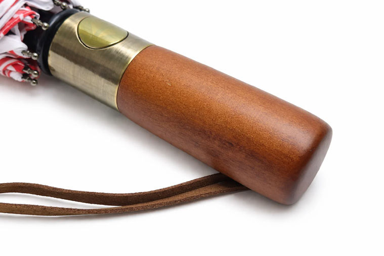 BBT005 wooden handle, metal button and wrist strap